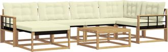 vidaXL Conjunto De Sof&aacute;s De Exterior 7 Uds. Blanco Y Crema Vidaxl
