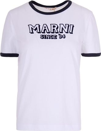 Marni White T-Shirt With Contrasting Edges
