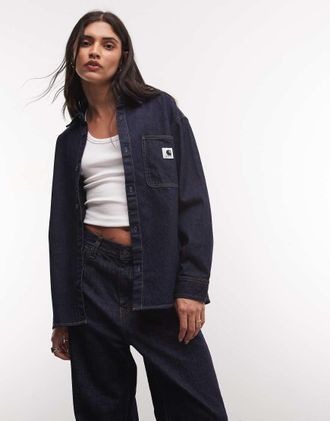 Carhartt Work in Progress Marly camicia giacca in denim blu lavaggio scuro