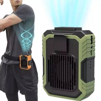 OEM Ventilador Port&aacute;til - Verde - Ventilador De Cintura - 3 Velocidades Ajustables - Recargable Por Usb - Dise&ntilde;o De Ventilaci&oacute;n Externa Tipo Turbina