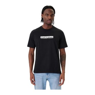 Calvin Klein T-Shirts, male, Black, Size: L Short Sleeve Round Neck Cotton T-Shirt