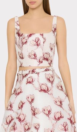 Milly Paige Floral Crop Top in Pink/White at Nordstrom, Size X-Small