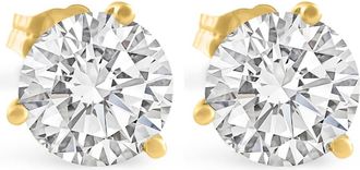 Pompeii3 4 Ct TW Round Lab Grown Ideal Cut Martini Diamond Studs 14k Yellow Gold