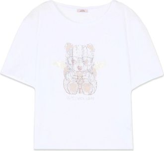 Oltre Katoenen T-shirt met applicaties - Dames - T-shirts - Wit - XL - Katoen - Tops