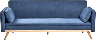 Beliani Beliani - Divano Letto In Tessuto Blu A 3 Posti Con Struttura In Legno Braccioli Gambe In Metallo Asaa