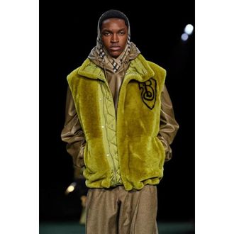 Burberry Lamb Shearling Down Vest with B-Shield Print, Size X-Small