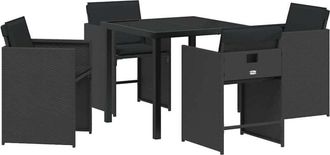 vidaXL Garden Dining Set 5 pcs Black Poly Rattan Vidaxl