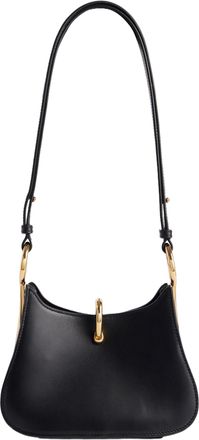 Paco Rabanne Curved Leather Shoulder Bag With Gold Accents