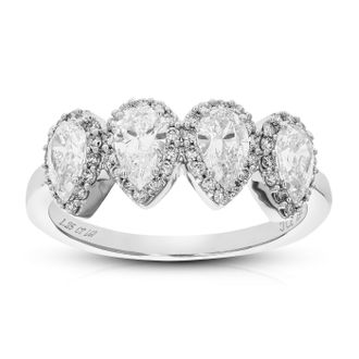 Vir Jewels 1.25 cttw Lab Grown Diamond 4 Stone Engagement Ring in 14K White Gold For Women