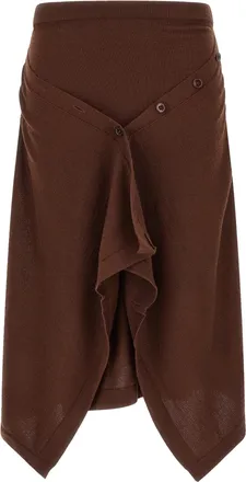 Christophe Lemaire Brown Wool Midi Womens Skirt