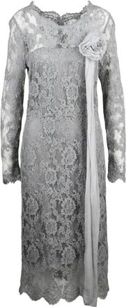 Ermanno Scervino Kleedjes, Dames, Grijs, M, Lange kanten jurk