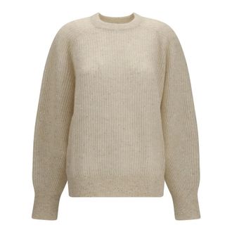 Brunello Cucinelli Trui met ronde hals van mohairmix - Dames - Truien - Beige - Maat: L Mohair