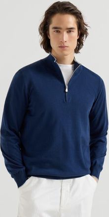Brunello Cucinelli Cotton and cashmere lightweight sweater in Avio Blue at Nordstrom, Size 52 It