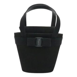 Ferragamo Pre-owned Bucket Bags, female, Black, Size: ONE SIZE Pre-owned Vara Suede Handbag