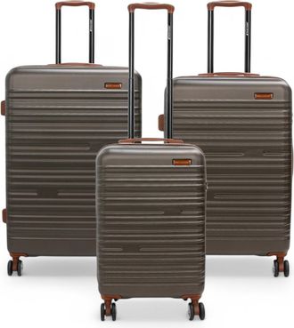 Infinity Leather Uitbreidbare koffiebruine harde ABS koffer met 8 wielen, robuuste reiskoffer voor vakanties