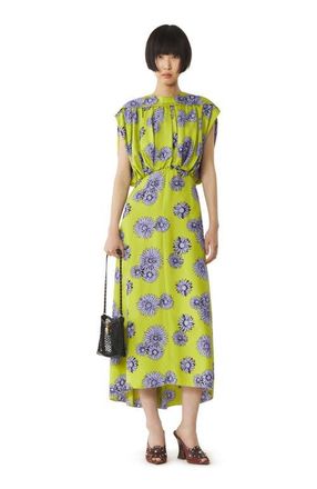 Lanvin Printed Silk Midi Dress in Absinth/lilac at Nordstrom, Size 38 Eu
