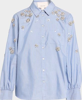 Cinq &agrave; Sept Lola Pinstripe Embellished Shirt