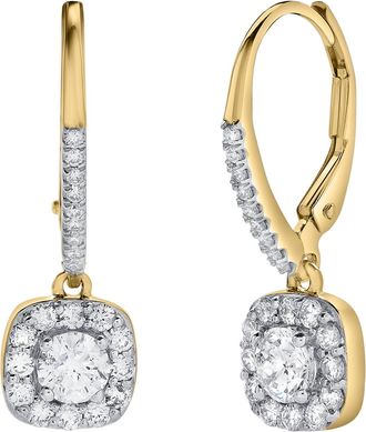 LuvMyJewelry Skye Pave Square Shape Diamond Drop Huggie Hoop Earrings in 14K Gold