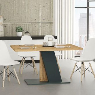 Dmora Mesa Fija Livani, 6 Plazas, Forma Rectangular, Tono Roble Nudos, 138x90x76h Cm Marr&oacute;n Roble Nudos