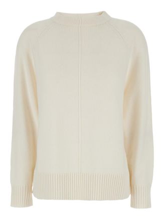 Max Mara White Solid Crew Neck Sweater