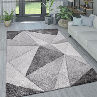 Paco Home Paco Home Alfombra Sal&oacute;n En Colores Pastel, Dise&ntilde;o Moderno Rombos, Tri&aacute;ngulo Y Zig Zag 240x330 Cm, Gris