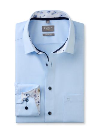 Olymp Businesshemd OLYMP Luxor comfort fit, Herren, Gr. 54, N-Gr, blau (bleu), Web, Obermaterial: 100% Baumwolle, comfort fit, 2-Knopf-Manschette, Hemden Bu