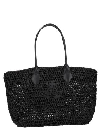 Vivienne Westwood Black Woven Paper Textured Handbag