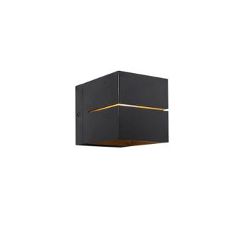 QAZQA Moderno Set De 4 Apliques Negros Con Dorado 9,7 Cm - Transfer Groove Aluminio Cuadrada Adecuado Para Led Max. 1 X 40 Watt - Qazqa