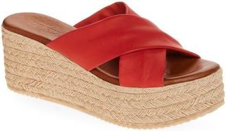 Cordani Bella Espadrille Wedge Sandal in Red Leather at Nordstrom, Size 6.5Us