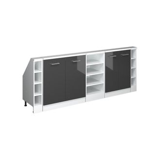 Vicco Armario De Cocina Para Techo Inclinado R-line, Antracita Brillo Intenso/blanco, 210 Cm Lote De 5, Vicco
