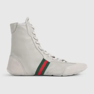 Gucci Womens Flex High-top Sneaker, Grey, Suede
