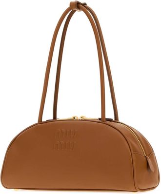 Miu Miu Womens Beau Shoulder Bag Brown Leather
