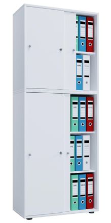 ebuy24 Armario De Oficina Vcm Con 5 Compartimentos Armario De Archivo Moderno Con Puertas Correderas Dimensiones Aprox. An. 70 X Al. 184 X T. 37 Cm - Bandeja