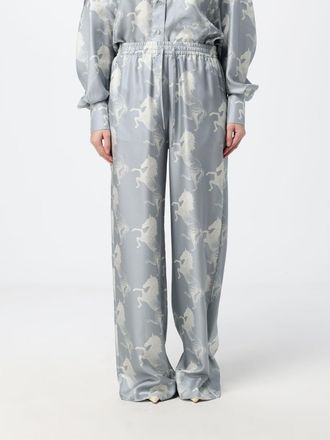 Stella McCartney Pantaloni palazzo a vita alta in seta con stampa grafica
