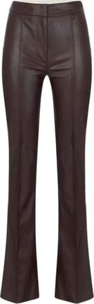 Elisabetta Franchi Lederbroek met Franjes - Dames - Leren Broeken - Bruin - M - Leer - Broeken