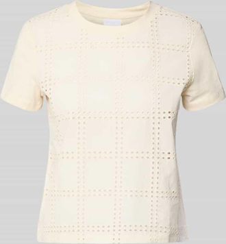 Jake*s T-Shirt mit Lochstickerei in Beige, Gr&ouml;&szlig;e XXL