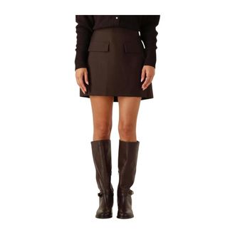 Notre-V Rokken, Dames, Bruin, XL, Polyester, Bruine A-lijn Rok voor Herfst/Winter