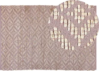 Beliani Beliani - Alfombra De Algod&oacute;n Rosa Beige 140 X 200 Cm Yute Patr&oacute;n Geom&eacute;trico Retro Gerze