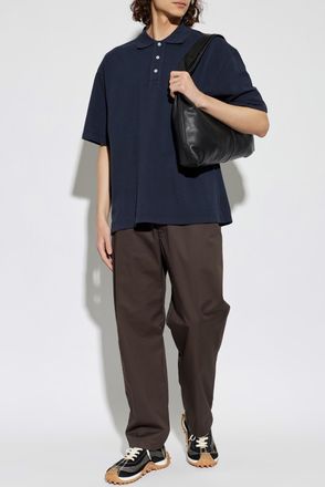 Maison Kitsun&eacute; Polo With Logo Patch, Mens, Navy Blue