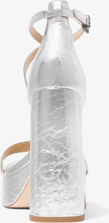 Michael Kors Cami Crackled Metallic Leather Platform Sandal