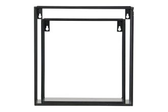 Woood Juego de 2 estantes de pared en forma de cubo de metal negro