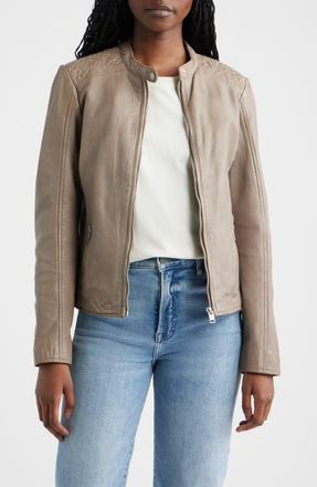 Mauritius Lily Leather Jacket in Taupe at Nordstrom, Size 13