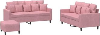 vidaXL Juego De Sof&aacute;s Con Cojines 3 Piezas Terciopelo Rosa Vidaxl