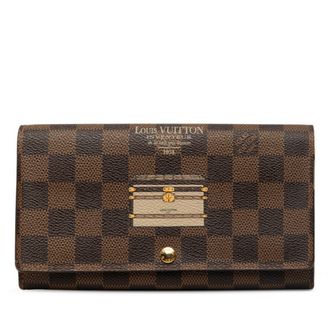 Louis Vuitton Damier Brown Pvc Leather Long Wallet (Bi-Fold) (Pre-Owned)