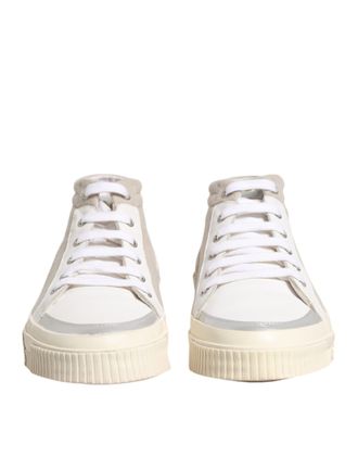 Hide & Jack White Beige Lace Up Mid Top Casual Sneakers Mens Shoes (Pre-Owned)