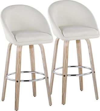 LumiSource LumiSource Set of 2 Matisse Highback 30in Contemporary Fixed-Height Swivel Bar Stools with Footrest