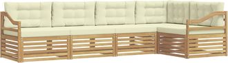 vidaXL Conjunto De Sof&aacute;s De Exterior 5 Uds. Blanco Y Crema Poli&eacute;ster Vidaxl