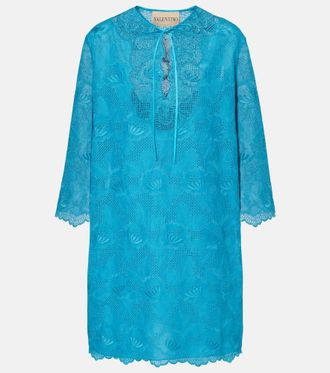 Valentino Broderie anglaise silk-trimmed cotton kaftan
