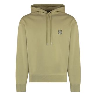Maison Kitsun&eacute; Hoodies & sweatvesten, Heren, Beige, L, Katoen, Bold Fox Head Patch Oversize Hoodie
