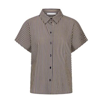 By-Bar Amsterdam Barley Stripe Blouse - Dames - Blouses & Shirts - Blauw - Maat: XS Viscose
